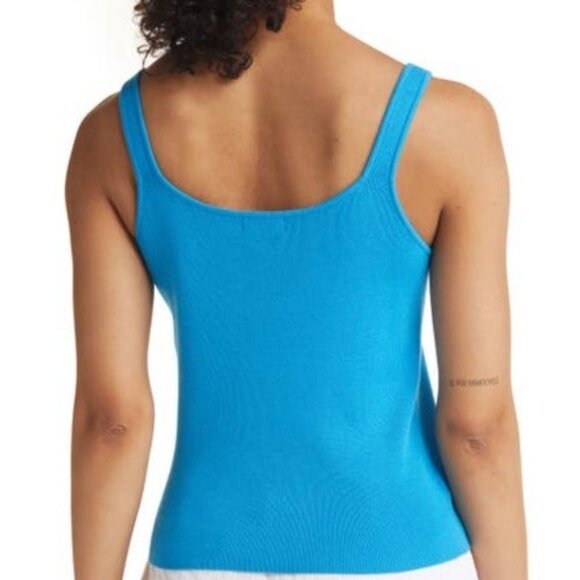 Halogen V-Neck Sweater Tank Top Organic Cotton Blend Turquoise Blue Size XL NEW - Picture 2 of 7